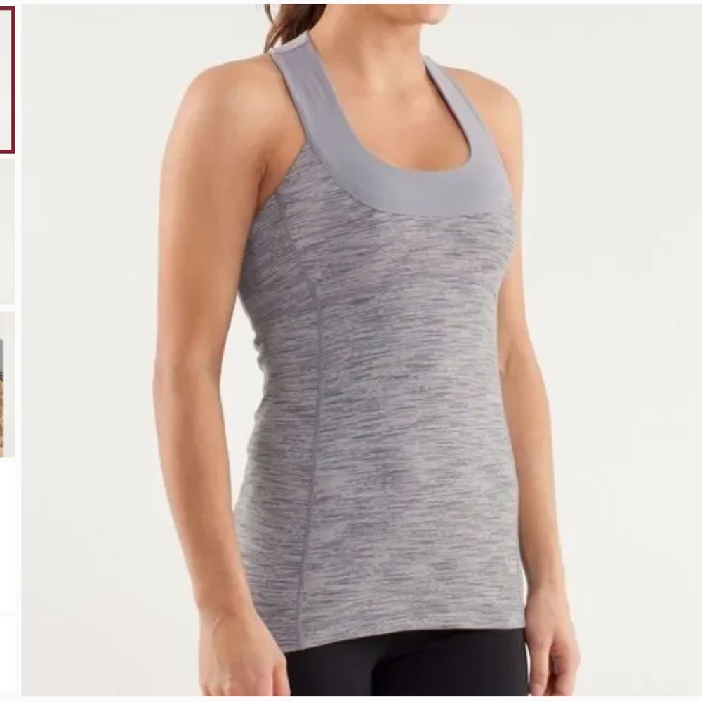 Lululemon Scoop Neck Tank Top Wee Are From Space Coal Fossil Light Grey